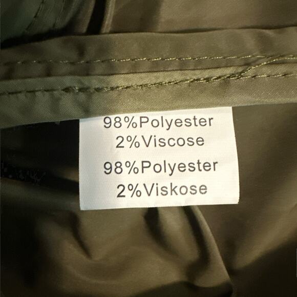 Kate Kasin Olive Green Lightweight Raincoat Jacket with Detachable Hood Size L - Picture 3 of 6